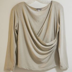 Golden Glimmer Top, Tan-Beige, Z by Zelda, Sz Lg